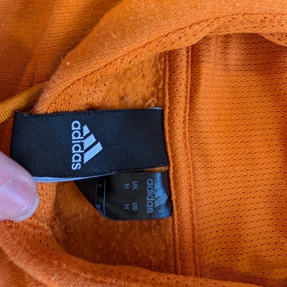 Men's Adidas Orange Pullover Hoodie With Green And Gray Logo Size Medium - Picture 3 of 5